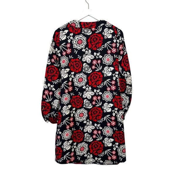 Tory Burch Red Navy Floral Silk Button Front Dress Size 2 - Picture 7 of 7
